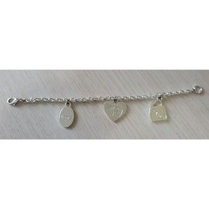 Silver Tone Charm Love Baby Footprint Bracelet Link